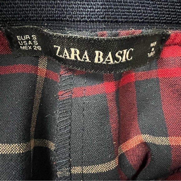 Zara Tartan Plaid Skinny Ankle Pant, red plaid size small - Picture 4 of 6